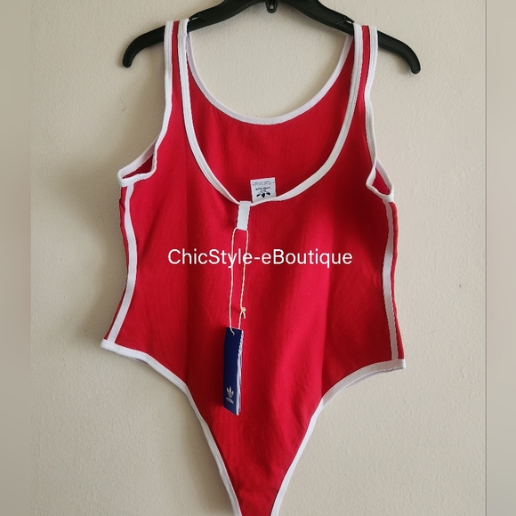 Adidas Adicolor 3-Stripes Bodysuit In Better Scarlet BNWT - Picture 5 of 10